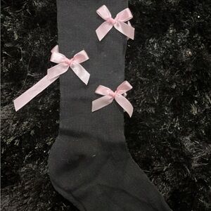 Black Socks with Pink Bows